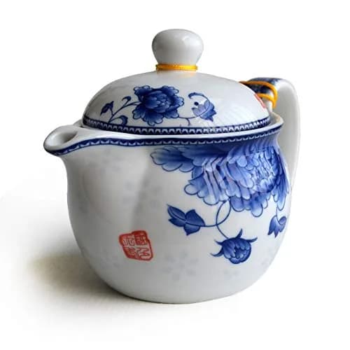 vv8oo Teapot 12oz Blue White | Ceramic Infuser for Loose Tea, Dishwasher Safe thumbnail 4