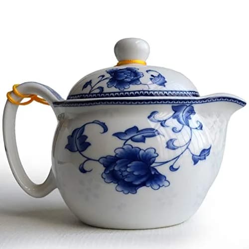 vv8oo Teapot 12oz Blue White | Ceramic Infuser for Loose Tea, Dishwasher Safe thumbnail 2