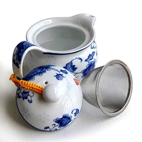 vv8oo Teapot 12oz Blue White | Ceramic Infuser for Loose Tea, Dishwasher Safe thumbnail 3