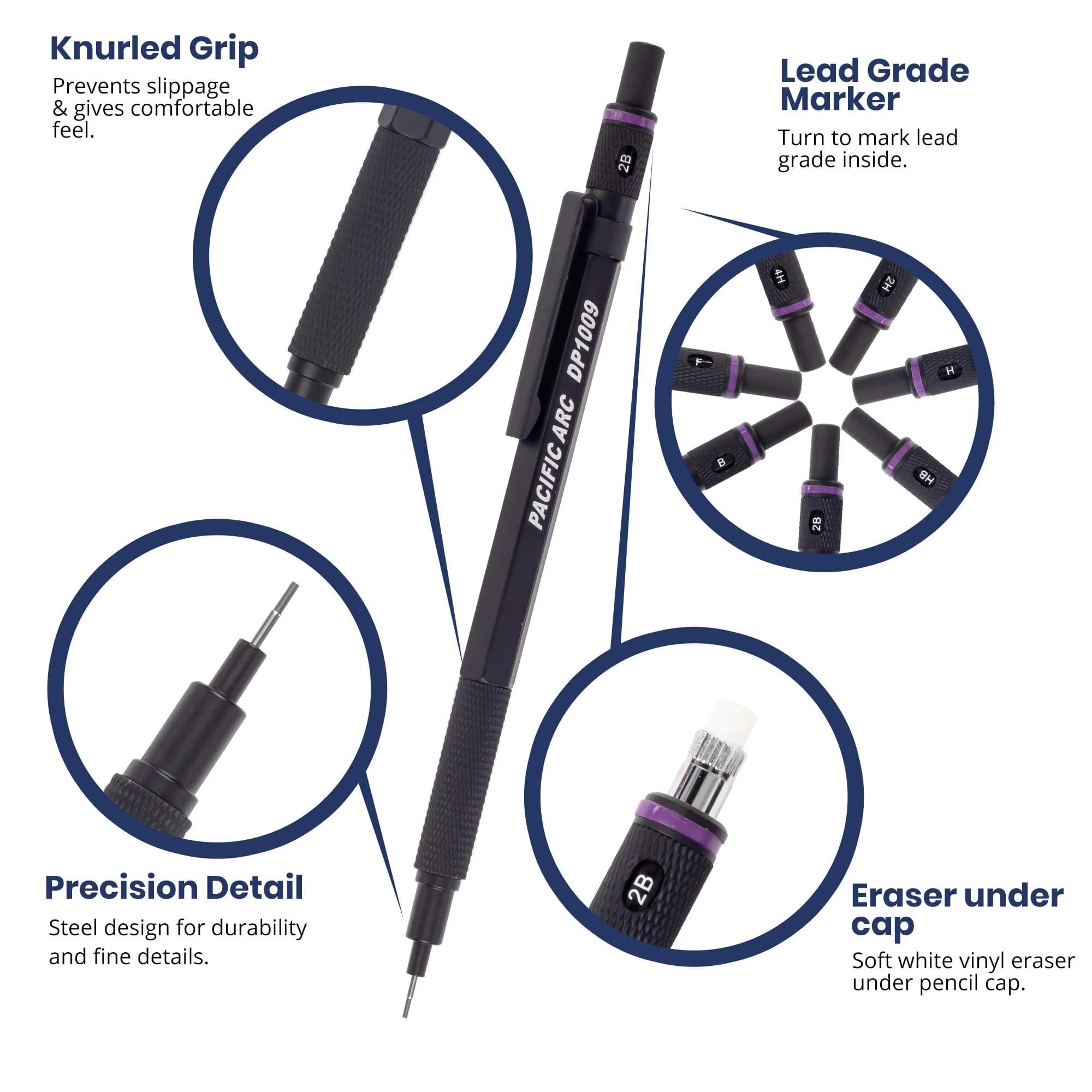Pacific Arc Chromagraph Metal Mechanical Pencil 0.9 mm Black Barrel | Drafting, Sketching, Drawing - view 2