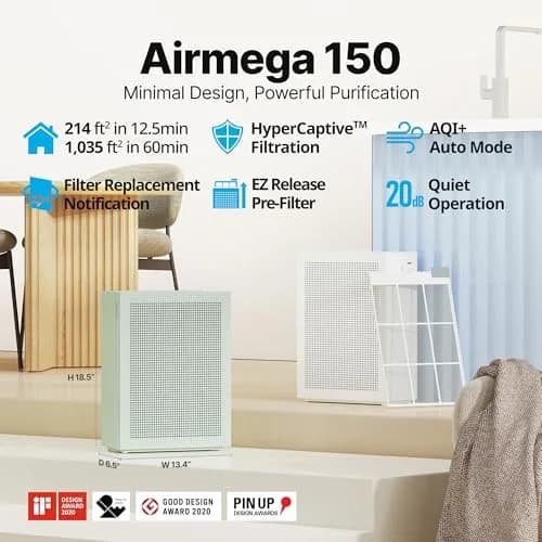 Coway Airmega 150 Air Purifier 1035 sq. ft. | True HEPA Filtration for Smoke, Allergens, and Odors thumbnail 2