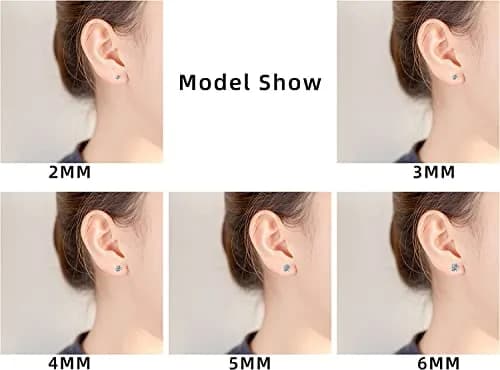 Comelyjewel Hypoallergenic Double Round Cubic Zirconia Stud Earrings Set 6mm (0.24 inches) | 5 Pairs Stainless Steel Pierced Earrings for Men & Women thumbnail 4