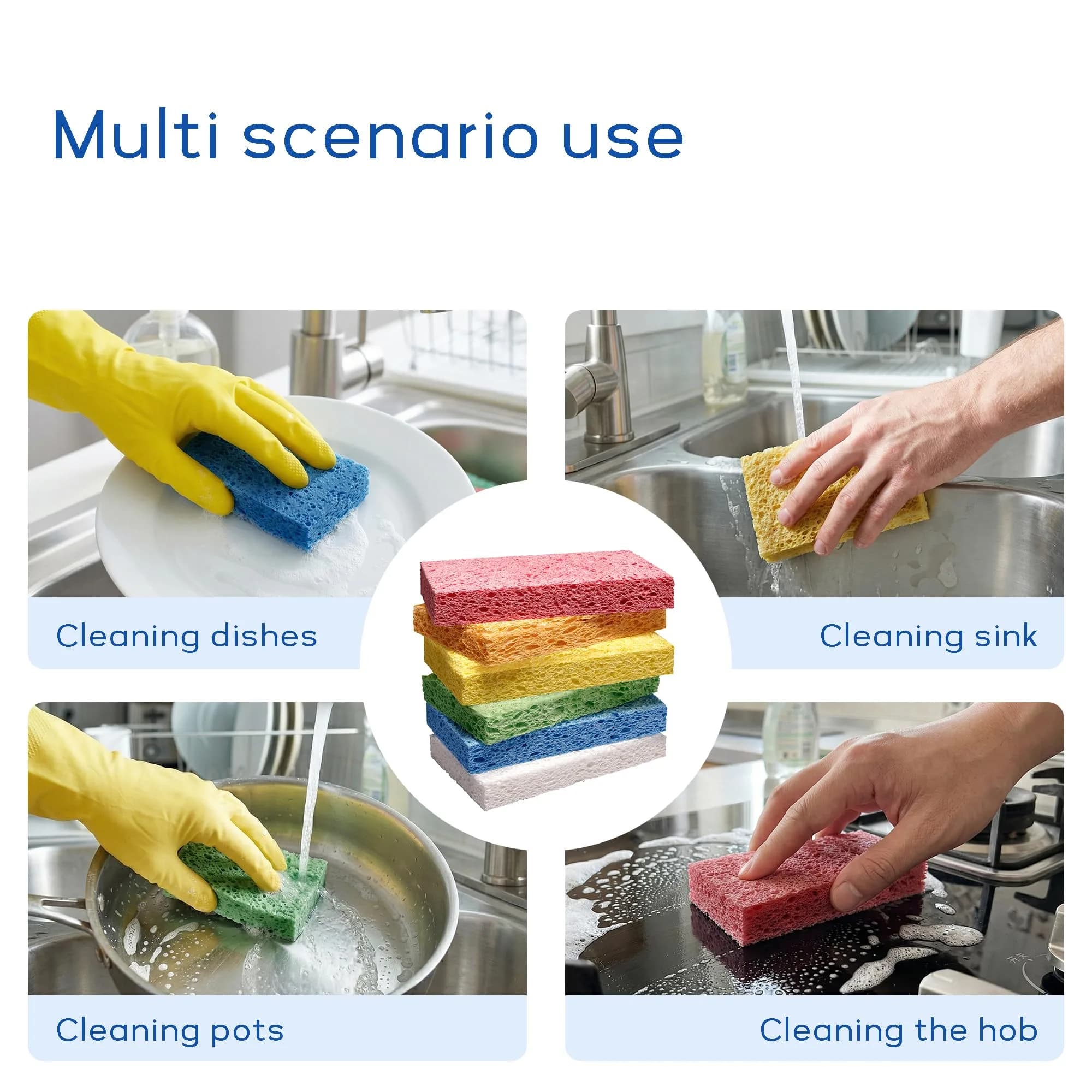 ARCLIBER Cellulose Sponges 6 Pack | Heavy Duty Scrub Kitchen Sponge - view 6