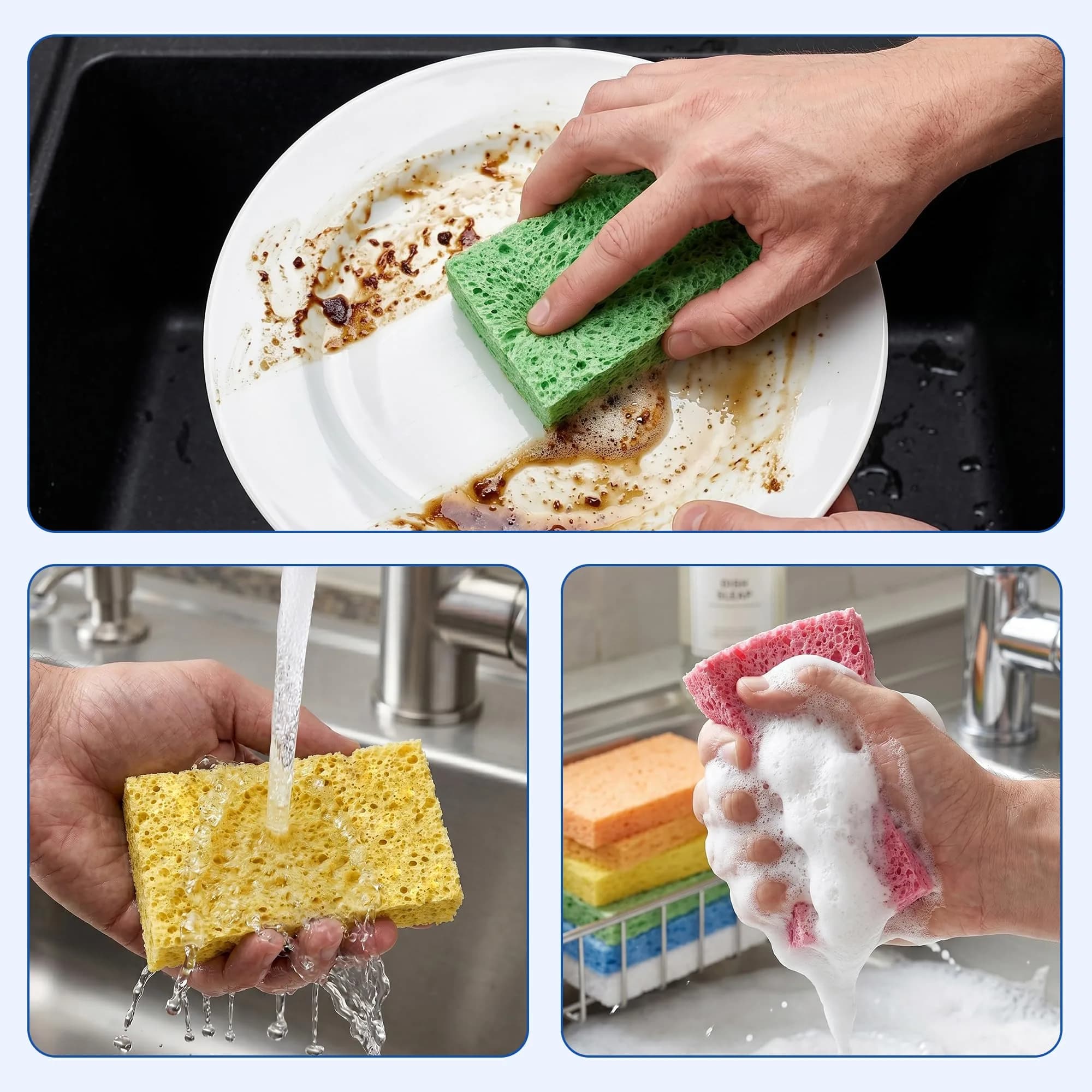 ARCLIBER Cellulose Sponges 6 Pack | Heavy Duty Scrub Kitchen Sponge - view 7