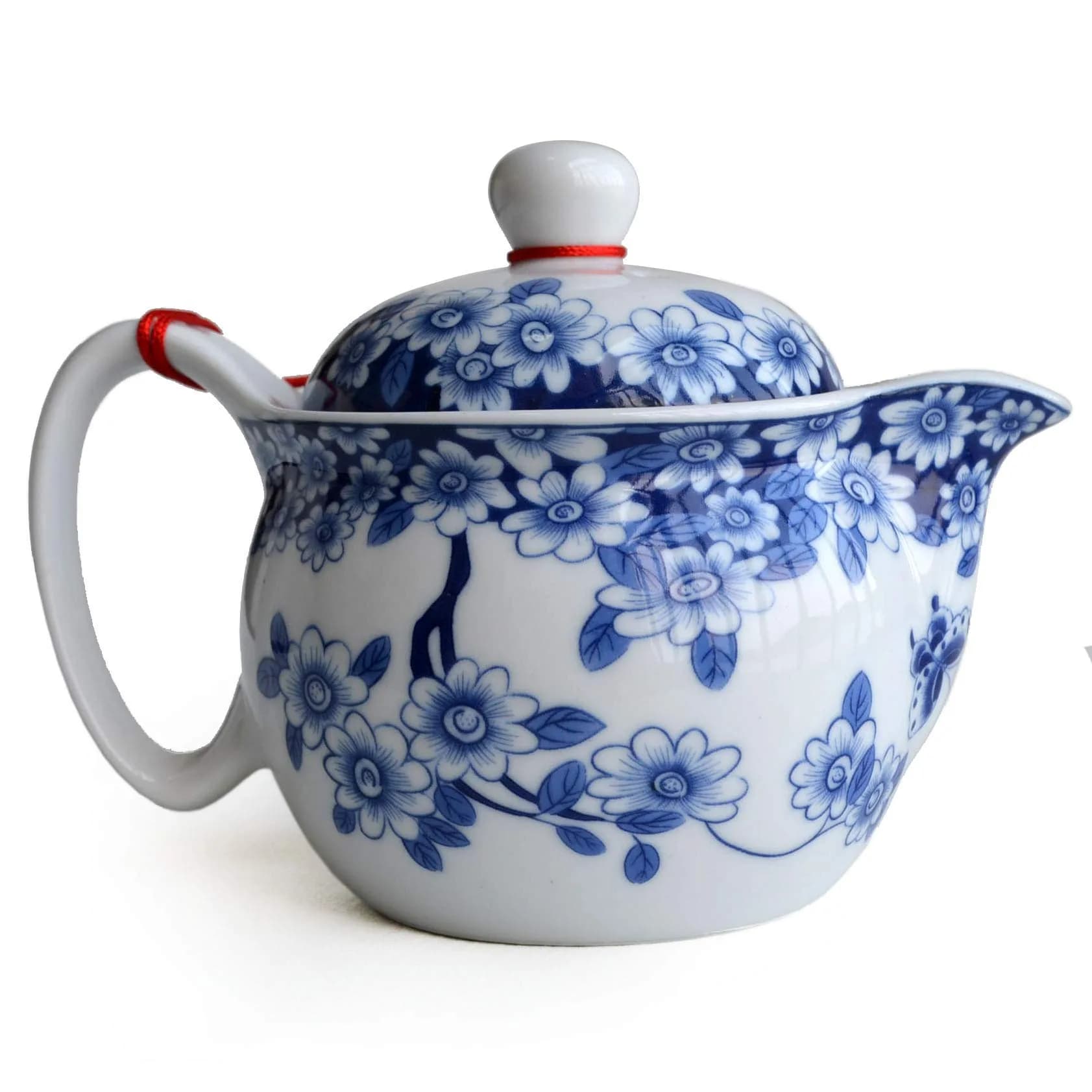 vv8oo Small Teapot 12oz Blue & White Porcelain Tea Pot with Infuser | Elegant Chinese Design for Single-Serve Tea — pot flowers Beautify