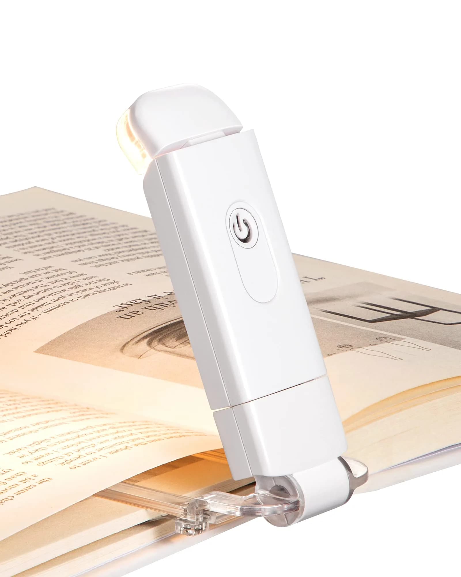 DEWENWILS Clip-On Book Reading Light with USB Rechargeable Battery, Blue | Adjustable Brightness & Color Temperature — White