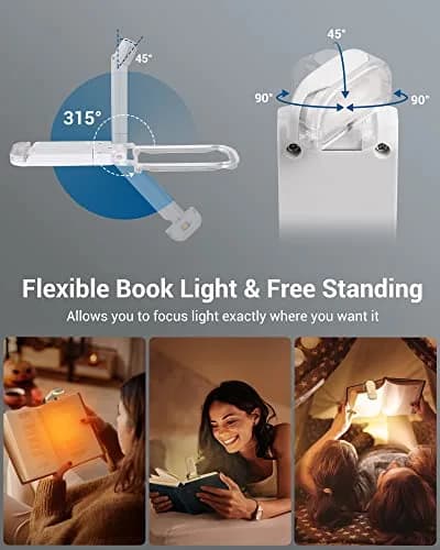 DEWENWILS Book Light for Reading in Bed, 4 Brightness Adjustable, USB Rechargeable, 1.3 oz Lightweight thumbnail 4