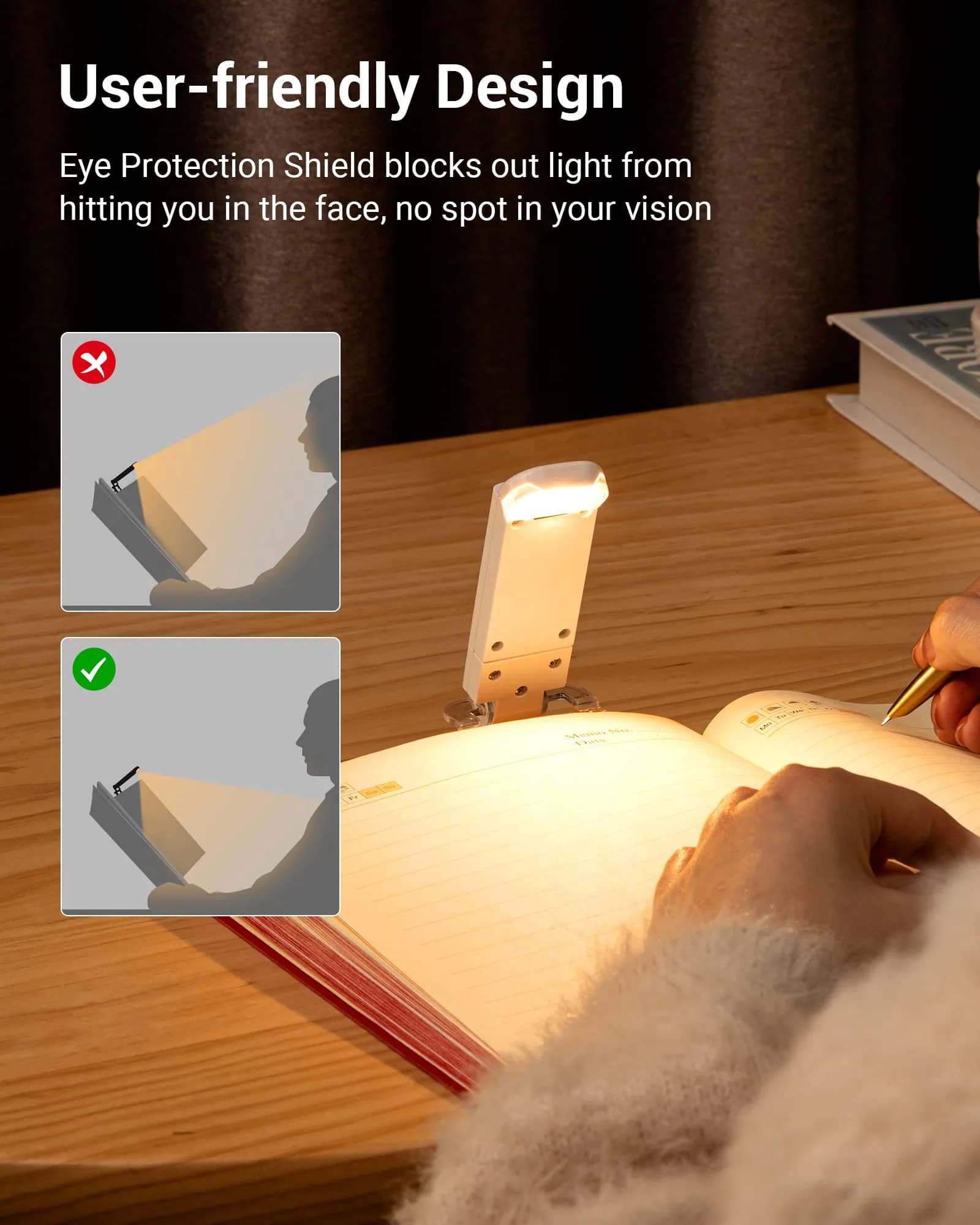 DEWENWILS Book Light for Reading in Bed, 4 Brightness Adjustable, USB Rechargeable, 1.3 oz Lightweight - view 5