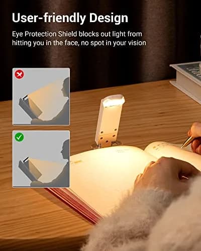 DEWENWILS Book Light for Reading in Bed, 4 Brightness Adjustable, USB Rechargeable, 1.3 oz Lightweight thumbnail 5