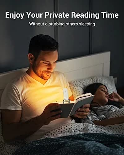 DEWENWILS Book Light for Reading in Bed, 4 Brightness Adjustable, USB Rechargeable, 1.3 oz Lightweight thumbnail 6