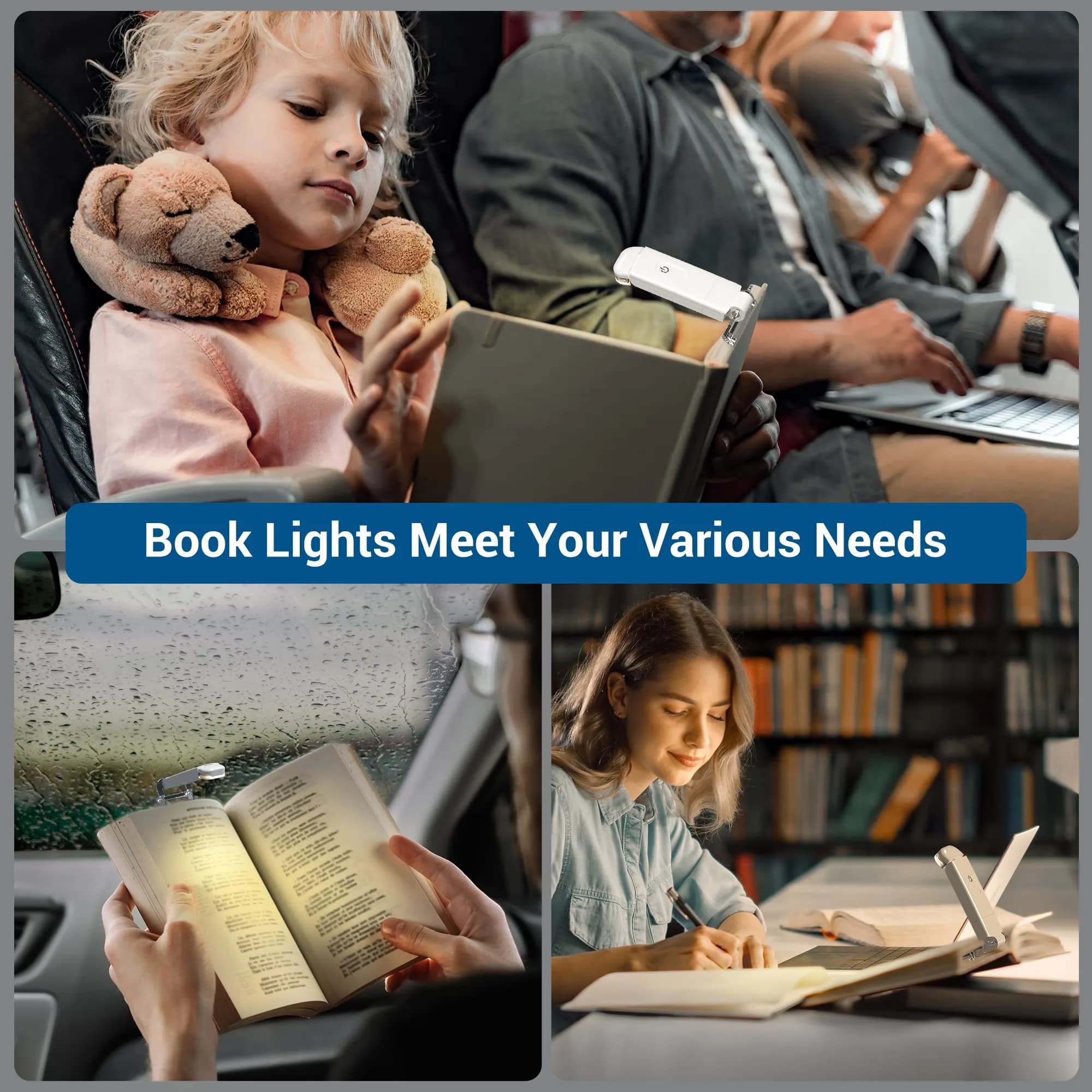 DEWENWILS Book Light for Reading in Bed, 4 Brightness Adjustable, USB Rechargeable, 1.3 oz Lightweight - view 8