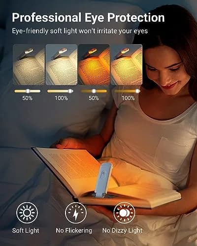 DEWENWILS Book Light for Reading in Bed, 4 Brightness Adjustable, USB Rechargeable, 1.3 oz Lightweight thumbnail 2