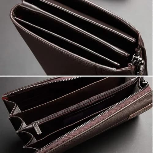 Valentoria Men's Long Leather Clutch Wallet Purse with Zipper 21cm (8.27") | Business Hand Bag for Phone, Cards & Cash thumbnail 6