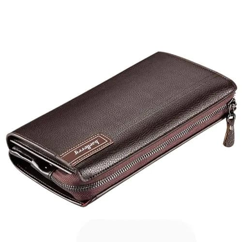 Valentoria Men's Long Leather Clutch Wallet Purse with Zipper 21cm (8.27") | Business Hand Bag for Phone, Cards & Cash thumbnail 8