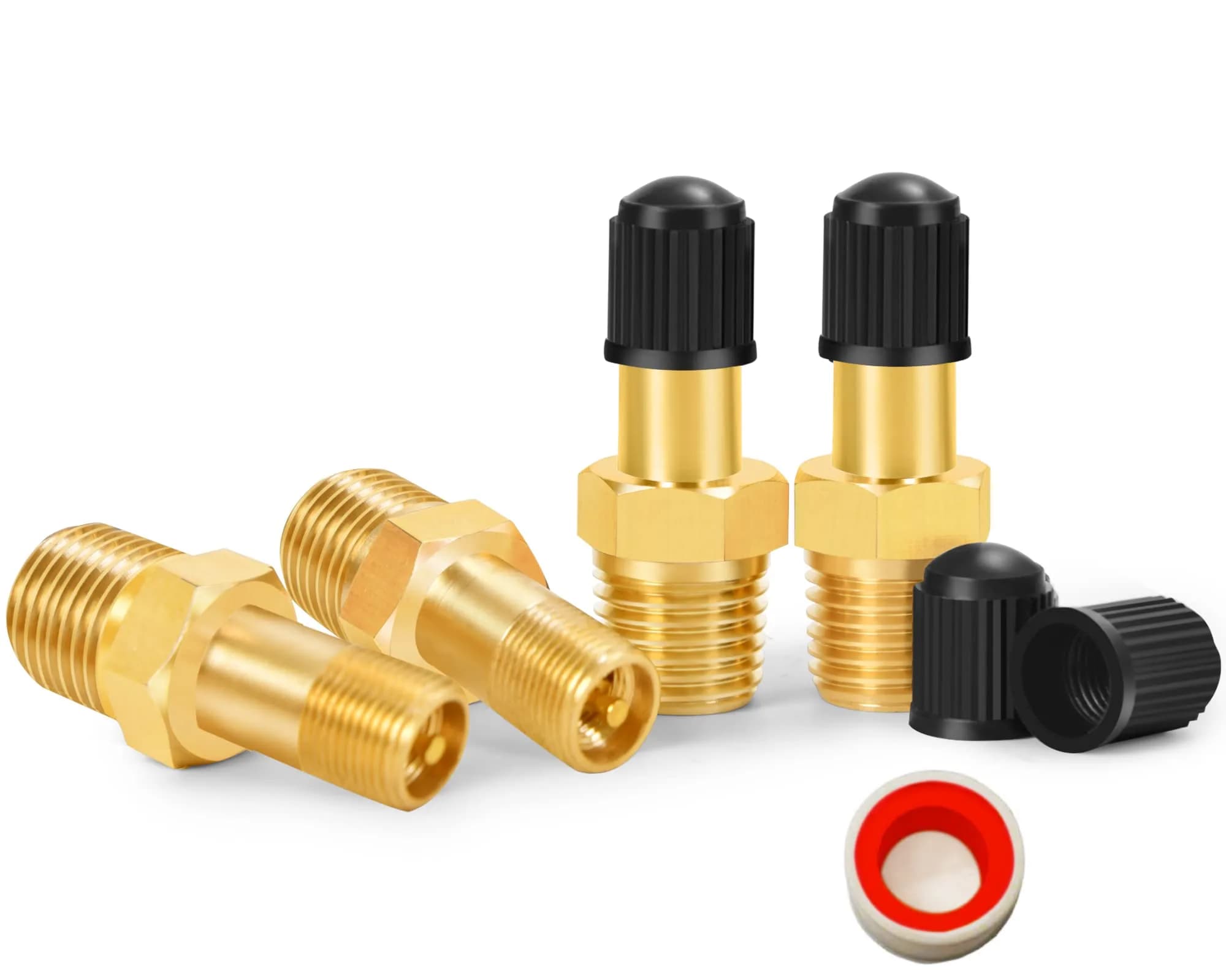 GODESON 1/8" NPT Brass Schrader Tank Valve 4-Pack | Anti-Corrosion, 200 PSI Max Working Pressure - main product image