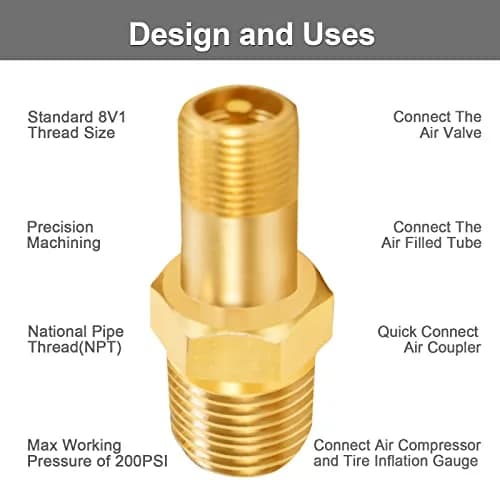 GODESON 1/8" NPT Brass Schrader Tank Valve 4-Pack | Anti-Corrosion, 200 PSI Max Working Pressure thumbnail 5