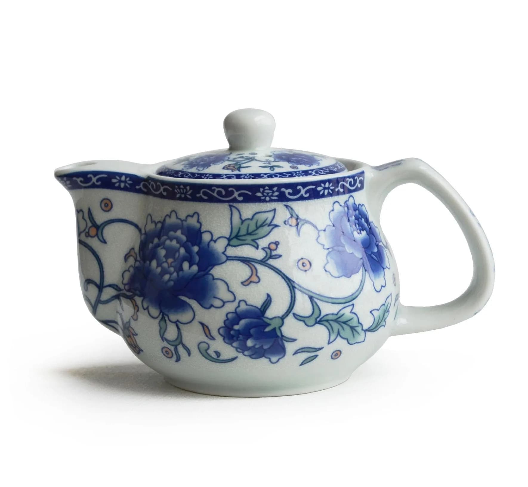 China qinghua ci Teapot 260ml Blue White Peony Flower Porcelain with Infuser (Mudan Flower) — Mudan Flower 260ml