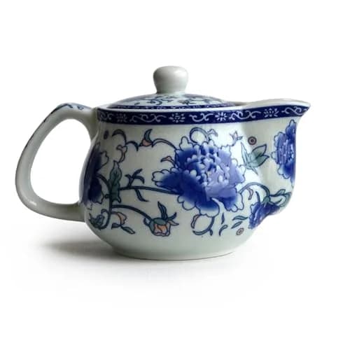China qinghua ci Teapot 260ml Blue White Peony Flower Porcelain with Infuser (Mudan Flower) thumbnail 2