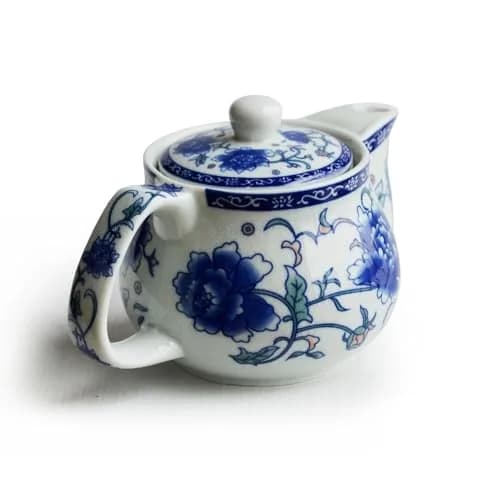 China qinghua ci Teapot 260ml Blue White Peony Flower Porcelain with Infuser (Mudan Flower) thumbnail 3