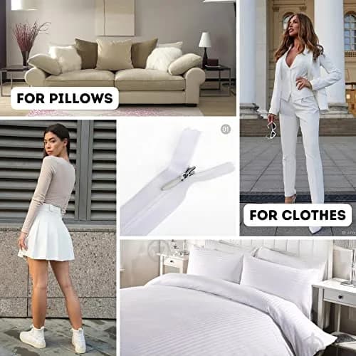 Lakesstory Invisible White Zipper 16 inch (40.6 cm) | Smooth Nylon & Polyester for Sewing & Crafts thumbnail 4