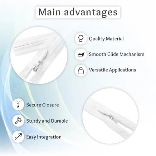 Lakesstory Invisible White Zipper for Sewing 18" (45.7 cm) | Smooth Nylon Craft Zipper thumbnail 13