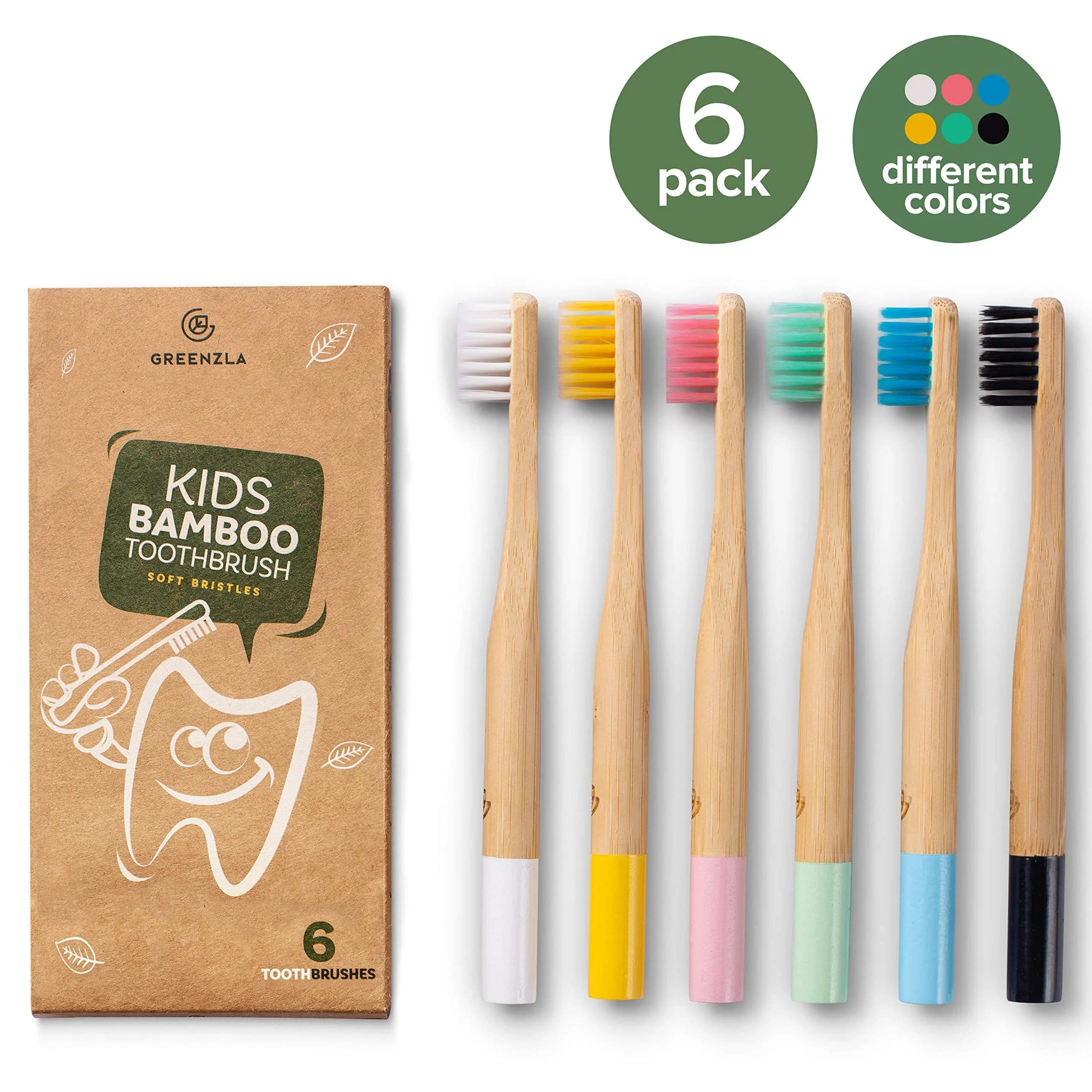GREENZLA Kids Bamboo Toothbrush | Soft Charcoal Bristles for Sensitive Gums - view 4