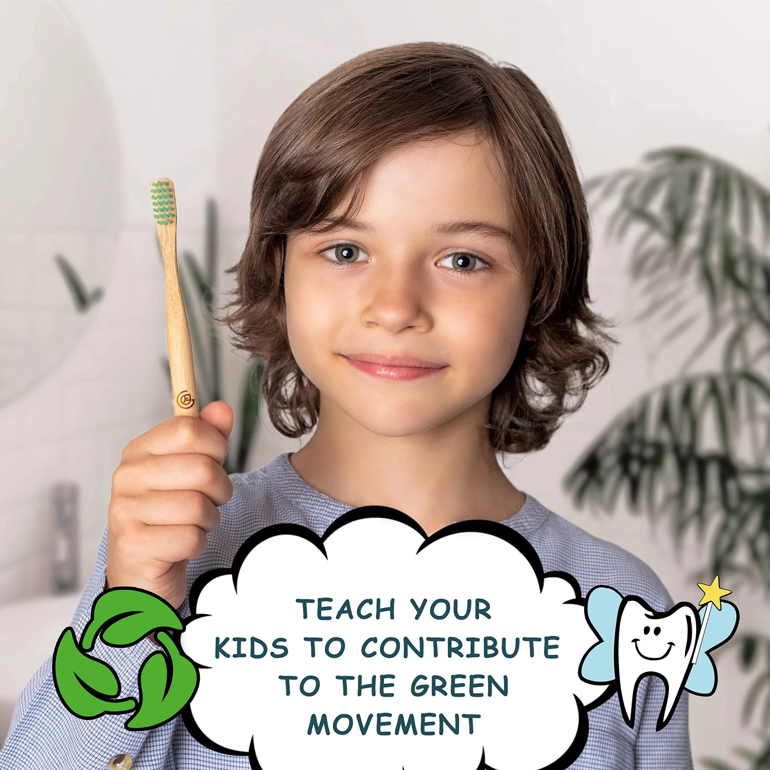 GREENZLA Kids Bamboo Toothbrush | Soft Charcoal Bristles for Sensitive Gums - view 6