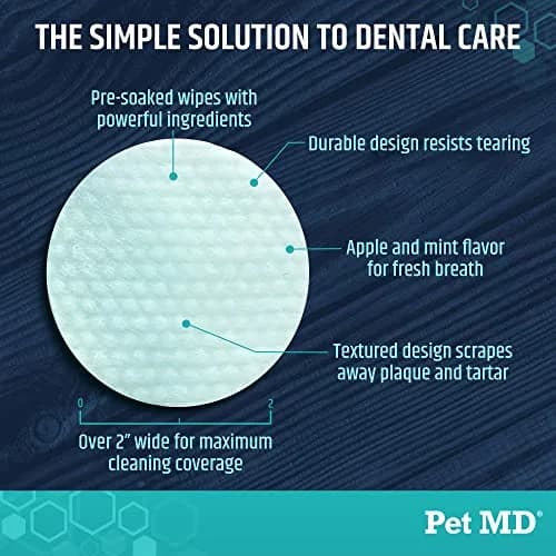 Pet MD Dental Wipes for Dogs Teeth - Fresh Apple & Mint Flavor - 100ct | Easy Dental Care for Dogs in India thumbnail 4
