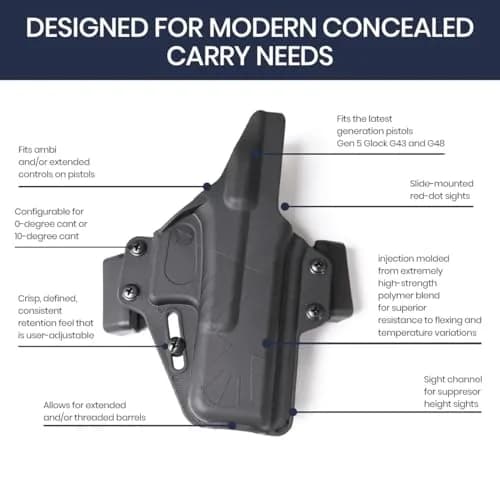 Raven Concealment Systems Perun Gun Holster Compatible with Glock 48 | Black Finish, Ambidextrous, OWB | PXG48-FBM thumbnail 4