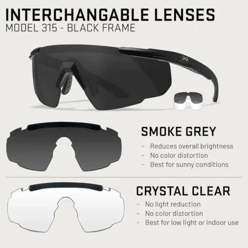Wiley X Saber Advanced Tactical Safety Glasses | MIL-PRF-32432, ANSI Z87.1+ Impact, UV Shield, Interchangeable Lenses thumbnail 8