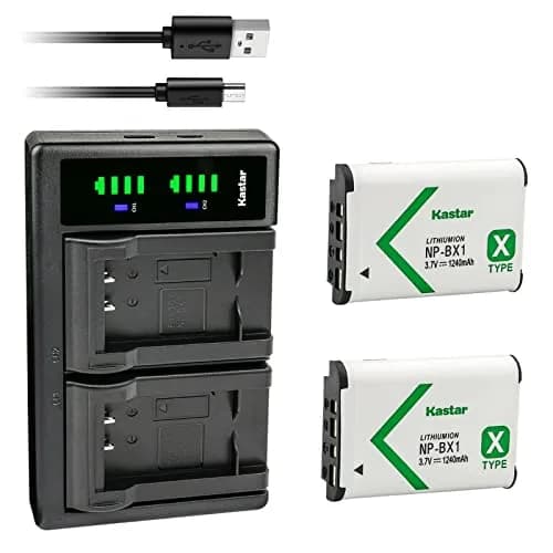 Kastar 2-Pack NP-BX1 Lithium-Ion Battery & LTD2 USB Charger | 1240mAh, 3.7V thumbnail 1