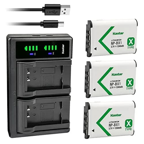 Kastar 3-Pack NP-BX1 Batteries & LTD2 USB Charger for Sony Cameras 1240mAh (3.7V) | Dual Charging, Micro-USB & Type-C Input thumbnail 1