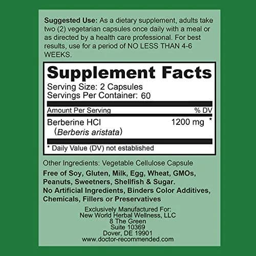 DOCTOR RECOMMENDED SUPPLEMENTS Berberine Plus 1200mg | 120 Veggie Capsules for Healthy System thumbnail 2
