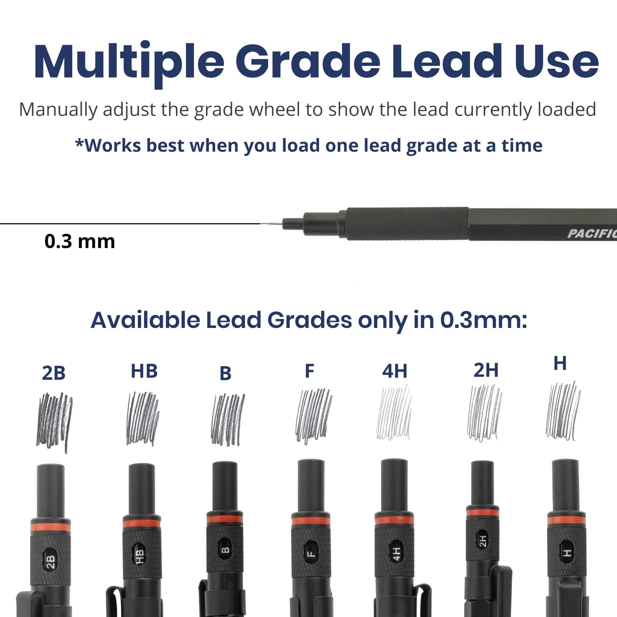 Pacific Arc Chromagraph Metal Mechanical Pencil 0.3 mm Black Barrel | Drafting & Sketching Tool - view 4