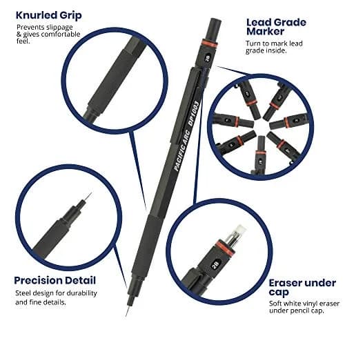 Pacific Arc Chromagraph Metal Mechanical Pencil 0.3 mm Black Barrel | Drafting & Sketching Tool thumbnail 3
