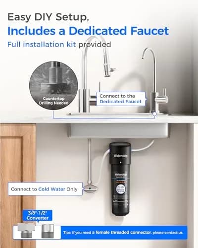 Waterdrop 10UB Under Sink Water Filter System with Dedicated Faucet, 11000 Gallons (30,000 Liters) | Reduces PFAS, Lead, Chlorine thumbnail 6