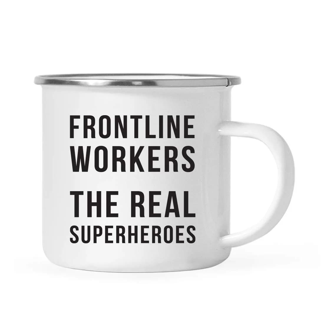 Andaz Press Funny Self Isolation Social Distancing 11oz. Stainless Steel Campfire Coffee Mug Gift, Frontline Workers The Real Superheroes — Real Superheroes