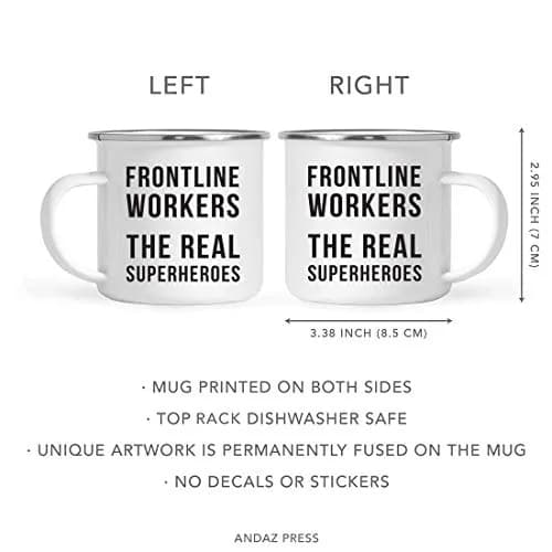 Andaz Press Funny Self Isolation Social Distancing 11oz. Stainless Steel Campfire Coffee Mug Gift, Frontline Workers The Real Superheroes thumbnail 5