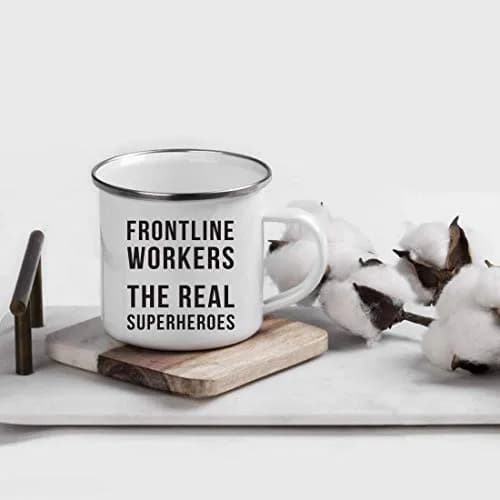 Andaz Press Funny Self Isolation Social Distancing 11oz. Stainless Steel Campfire Coffee Mug Gift, Frontline Workers The Real Superheroes thumbnail 2