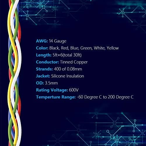 Fermerry 14 AWG Stranded Silicone Wire - 5FT Spool, 6 Colors Included - view 2