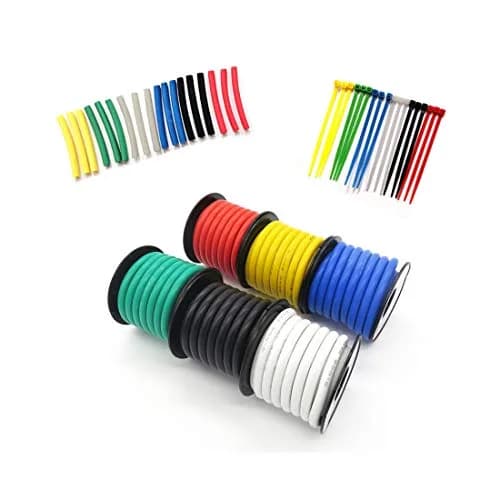 Fermerry 12 AWG Stranded Silicone Wire Spool 25ft Each 6 Colors | 600V, 51A Rated Electrical Wire thumbnail 1
