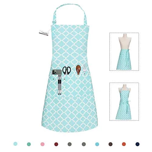 LessMo Kitchen Apron 65 x 85 cm | Adjustable Cotton Chef Apron for Kitchen & BBQ (Light Green) thumbnail 1