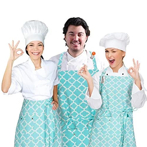 LessMo Kitchen Apron 65 x 85 cm | Adjustable Cotton Chef Apron for Kitchen & BBQ (Light Green) thumbnail 5