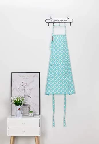 LessMo Kitchen Apron 65 x 85 cm | Adjustable Cotton Chef Apron for Kitchen & BBQ (Light Green) thumbnail 7