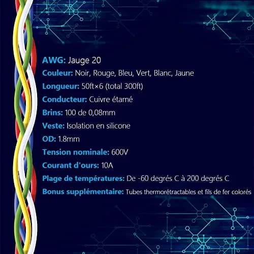 Fermerry 20 AWG Stranded Silicone Wire - 50ft Spool, 6 Colors | High Temp Flexible Cable - view 3