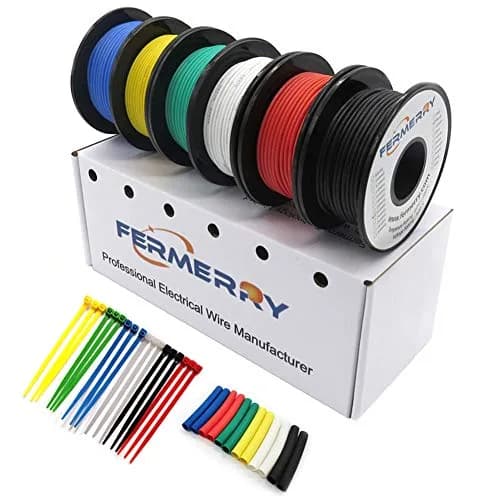 Fermerry 16 AWG Stranded Silicone Wire - 10FT Spool, 6 Colors, 600V, 200°C - main product image
