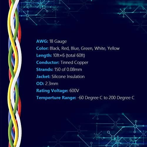 Fermerry 18 AWG Stranded Silicone Wire - 10ft Spool, 6 Colors - view 2
