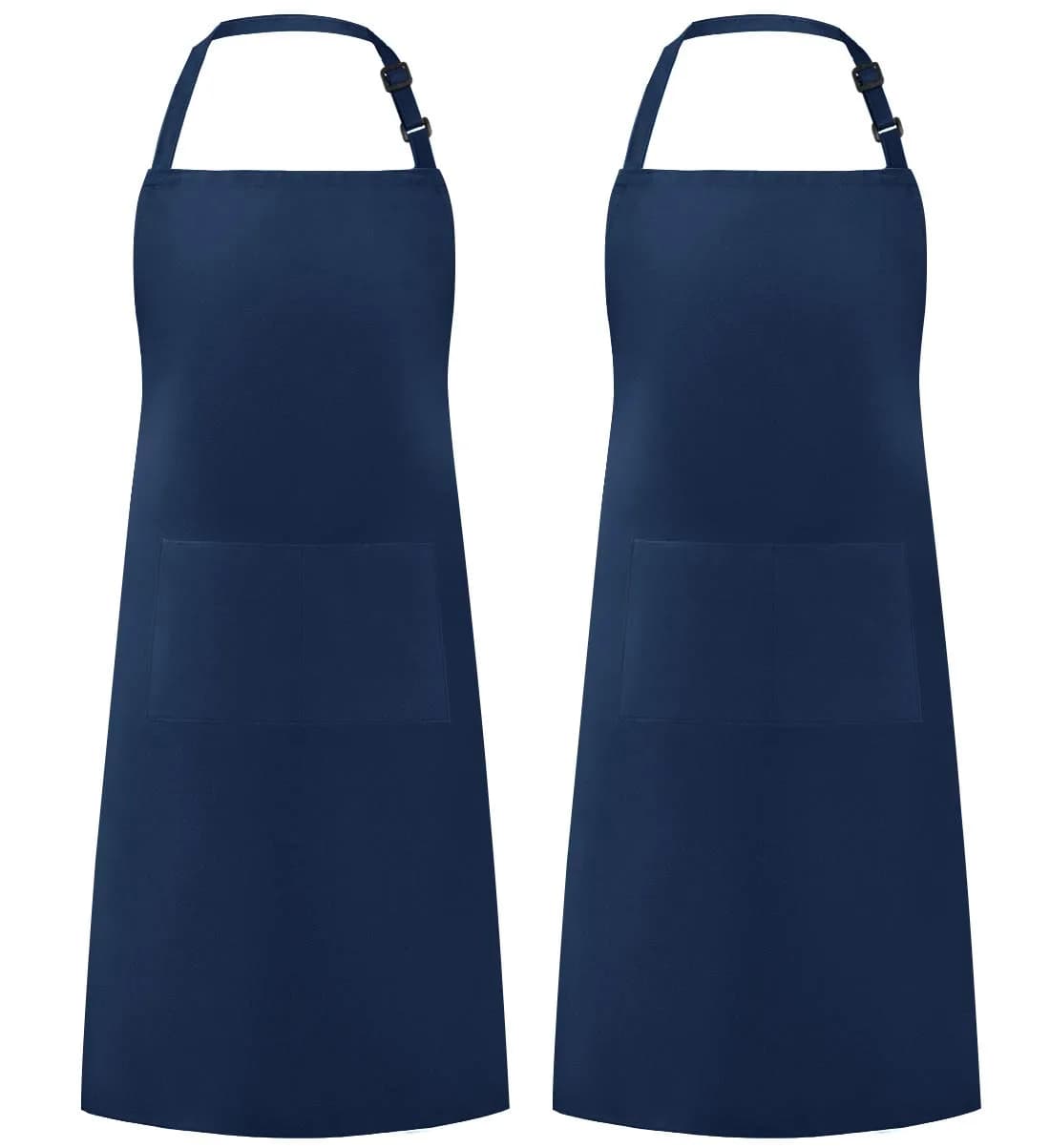 Syntus Nautical Blue Bib Apron 2-Pack | Adjustable, Water-Resistant, 2 Pockets — Blue Dark