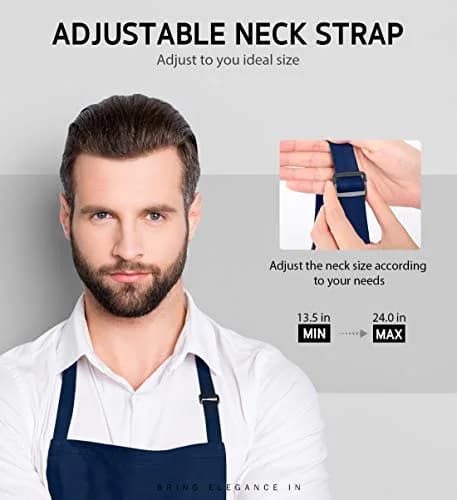 Syntus Nautical Blue Bib Apron 2-Pack | Adjustable, Water-Resistant, 2 Pockets thumbnail 4