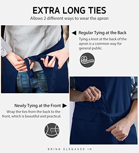 Syntus Nautical Blue Bib Apron 2-Pack | Adjustable, Water-Resistant, 2 Pockets thumbnail 5